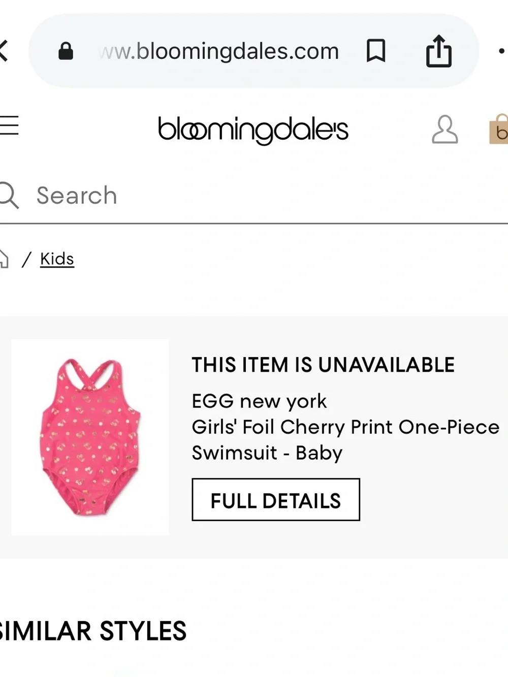 EGG New York Girls' Foil Cherry Print One-Piece Swimsuit - Baby